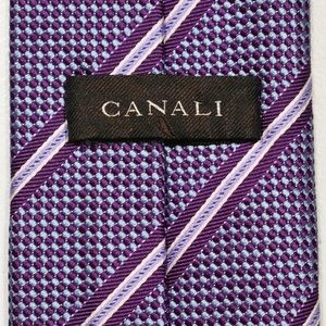 Canali Mens Purple Blue Striped Silk Tie